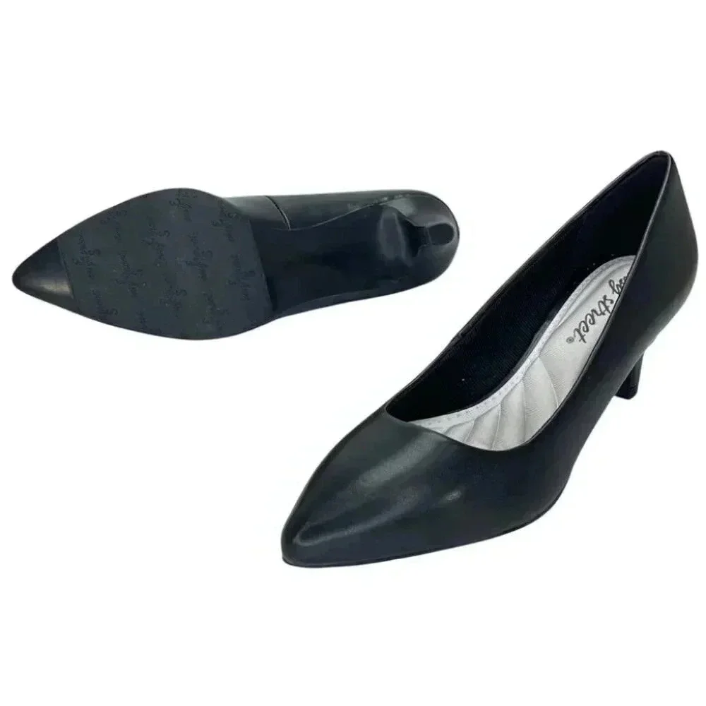 Easy Street Passion Black Faux Leather Womens Heels Size 5.5M